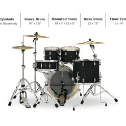 PDP by DW Concept Maple 4-Piece Fusion Shell Pack With Chrome Hardware Satin Seafoam