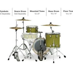 PDP by DW Concept Maple 3-Piece Rock Shell Pack With Chrome Hardware Satin Seafoam