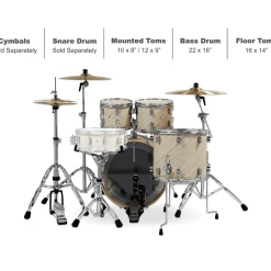 PDP by DW Concept Maple 7-Piece Shell Pack With Chrome Hardware Twisted Ivory