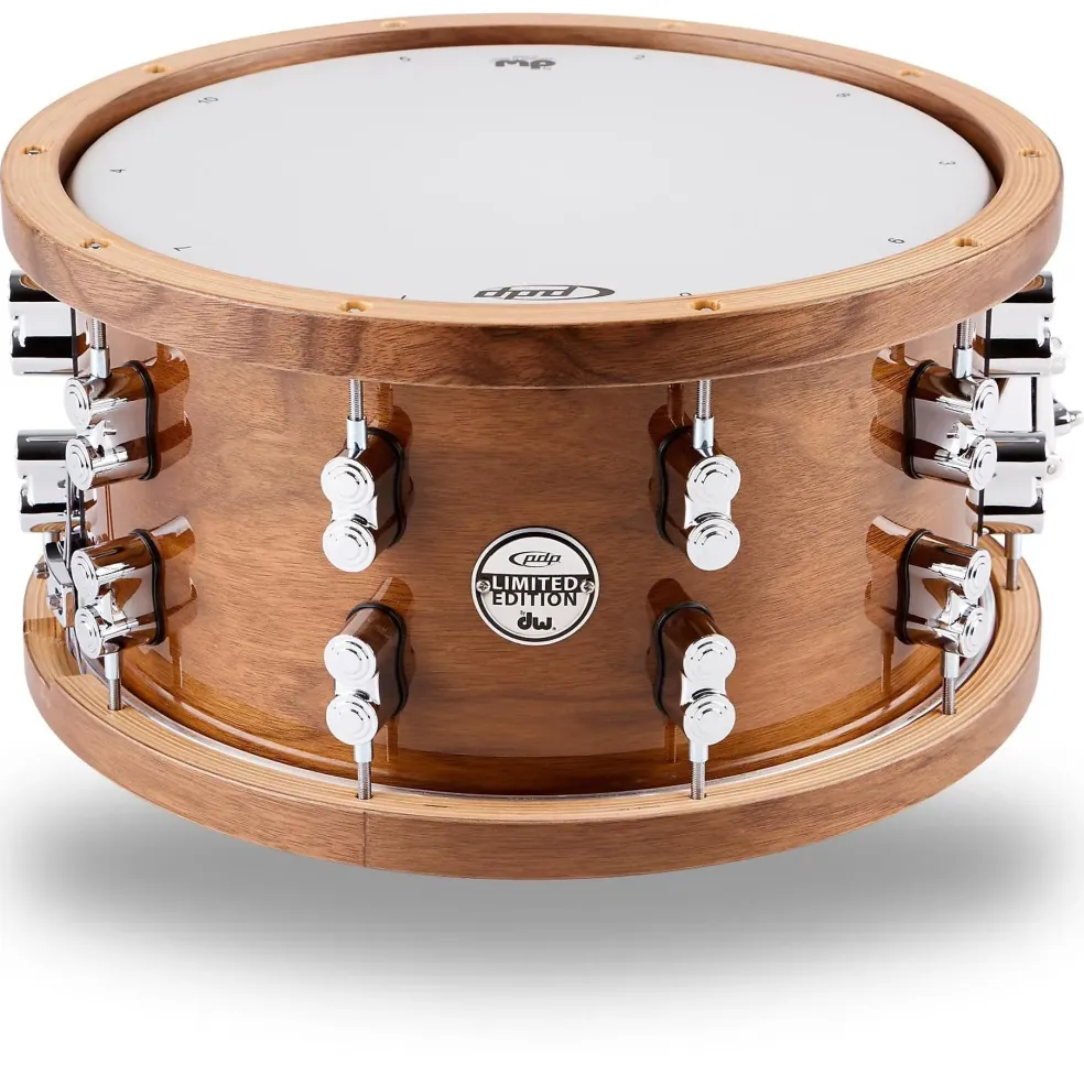 PDP by DW Limited-Edition Dark Stain Maple and Walnut Snare With Walnut Hoops and Chrome Hardware 14 x 7.5 in.