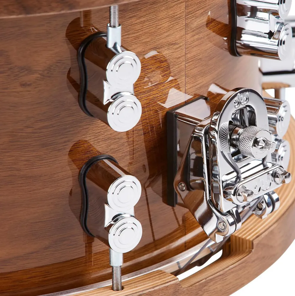 PDP by DW Limited-Edition Dark Stain Maple and Walnut Snare With Walnut Hoops and Chrome Hardware 14 x 7.5 in.
