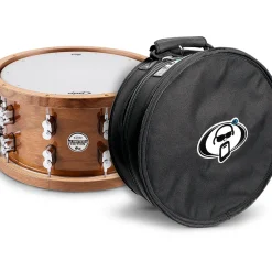 PDP by DW Limited-Edition Dark Stain Walnut and Maple Snare With Walnut Hoops and Chrome Hardware and Protection Racket Case