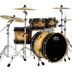 PDP by DW Limited-Edition Mapa Burl 4-Piece Shell Pack With Antique Bronze Hardware Black Burst
