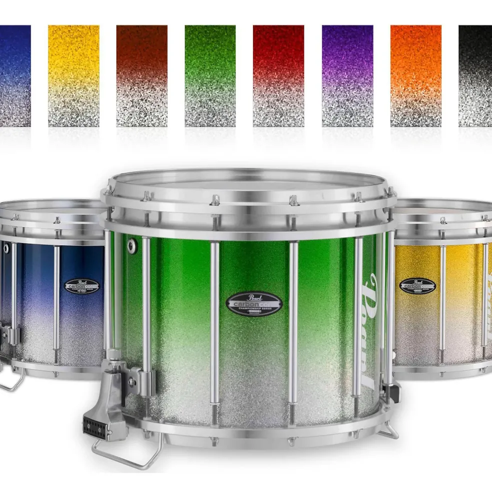 Pearl Championship CarbonCore Varsity FFX Marching Snare Drum Fade Bottom Finish 13 x 11 in. Green Silver #970