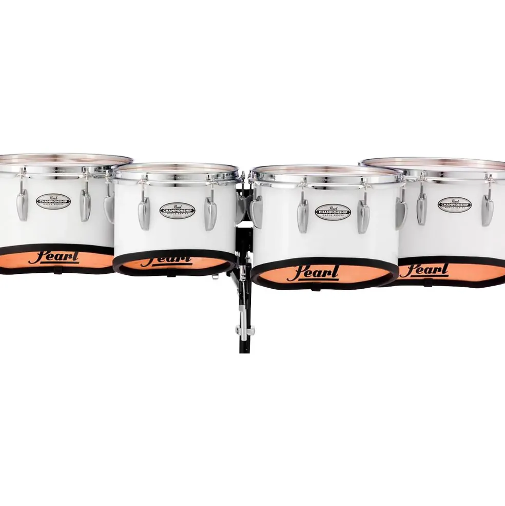 Pearl Championship Maple Marching Tenor Drums Quad Shallow Cut 10, 12, 13, 14 in. Pure White #33