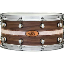Pearl Music City Custom Solid Shell Snare Walnut with Kingwood Royal Inlay 14 x 6.5 in.