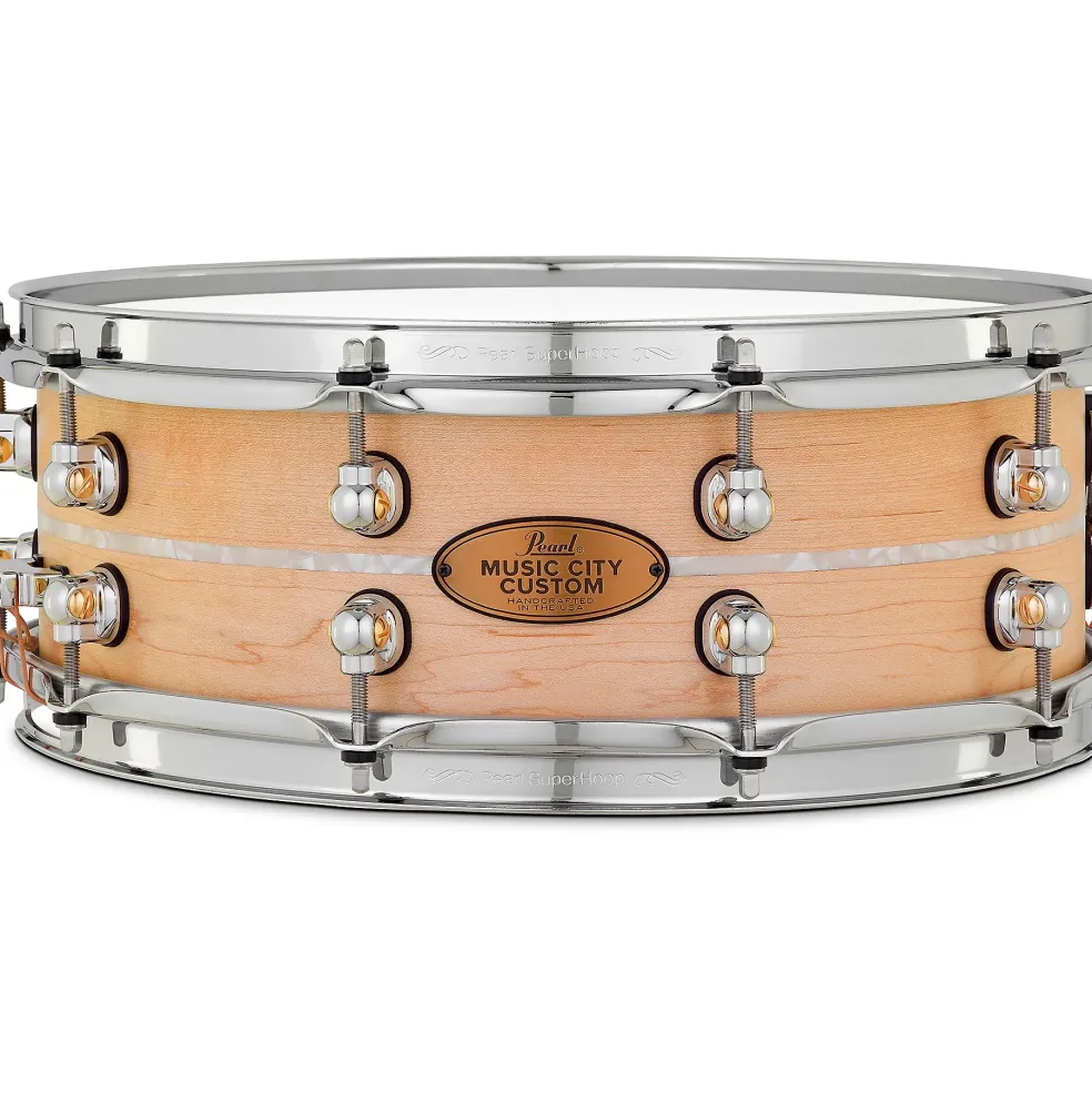 Pearl Music City Custom Solid Shell Snare Maple with Nicotine Marine Inlay 14 x 5 in.