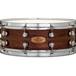 Pearl Music City Custom Solid Shell Snare Walnut with Boxwood-Rose Inlay 14 x 5 in.