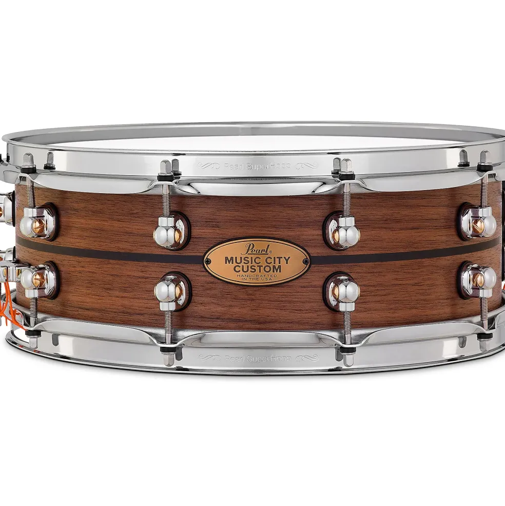 Pearl Music City Custom Solid Shell Snare Walnut with Ebony Inlay 14 x 5 in.