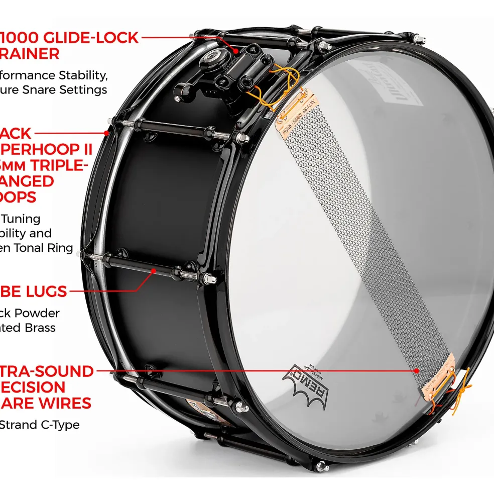 Pearl Ultracast 5/3/5mm Cast Aluminum Snare Drum 14 x 6.5 in. Black