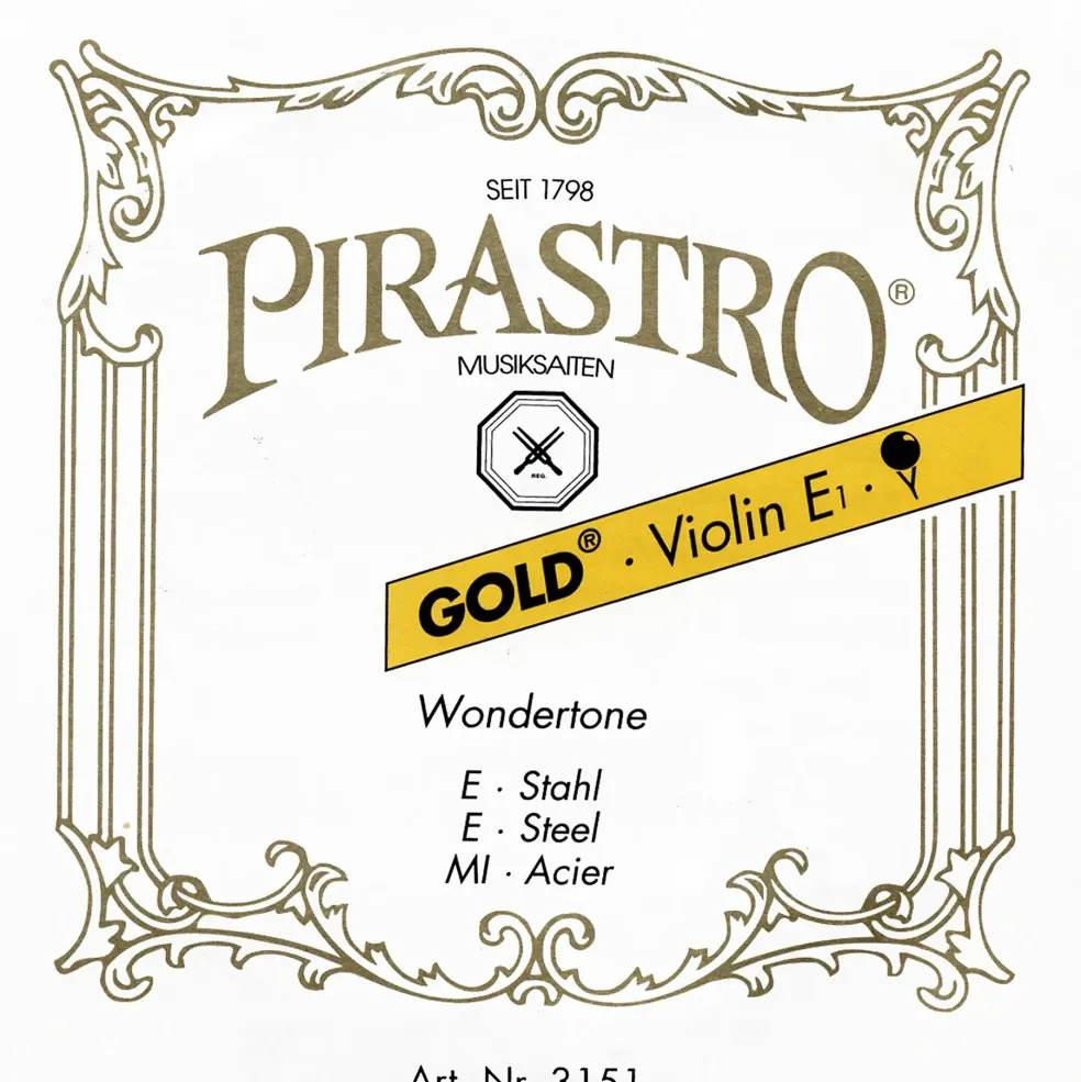 Pirastro Wondertone Gold Label Series Violin E String 4/4 Size Stark Ball End