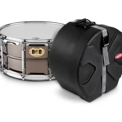 Pork Pie Big Black Brass Snare Drum With Tube Lugs and Chrome Hardware With SKB Case