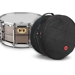 Pork Pie Big Black Brass Snare Drum With Tube Lugs and Chrome Hardware With Road Runner Bag