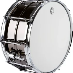 Pork Pie Big Black Brass Snare Drum With Tube Lugs and Chrome Hardware With Protection Racket Case