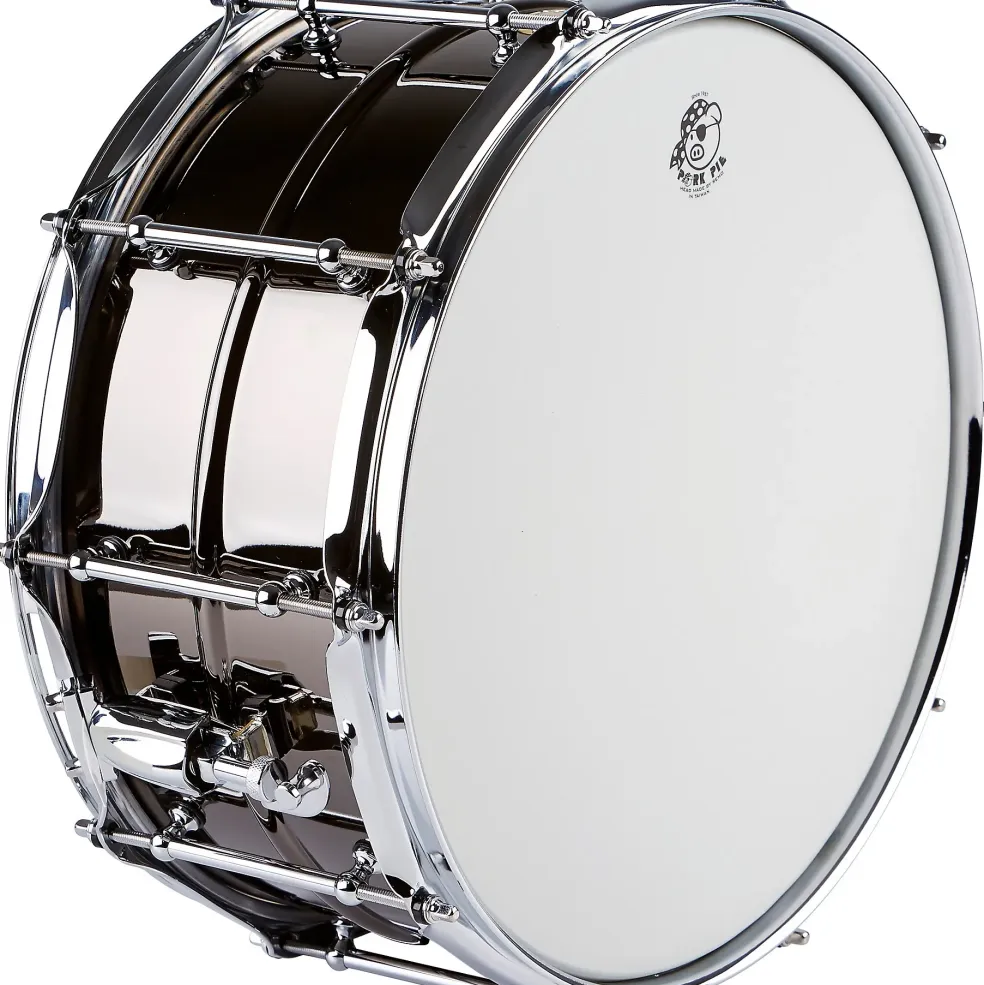 Pork Pie Big Black Brass Snare Drum With Tube Lugs and Chrome Hardware With Protection Racket Case