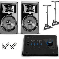 PreSonus Quantum ES4 Audio Interface With JBL 3 Series Studio Monitor Pair (Cables & Stands Included) 308MKII