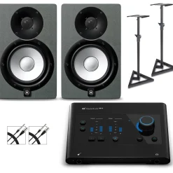 PreSonus Quantum ES2 Audio Interface with Yamaha HS Series Studio Monitor Pair (Cables & Stands Included) HS5 SG