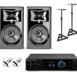 PreSonus Quantum HD2 Audio Interface With JBL 3 Series Studio Monitor Pair (Cables & Stands Included) 308MKII