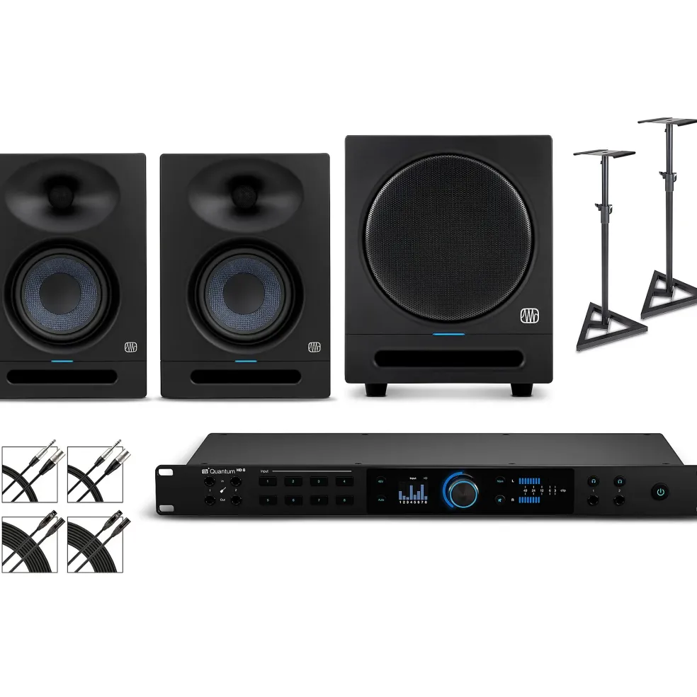 PreSonus Quantum HD8 Audio Interface with Eris 2nd Gen 5" Studio Monitor Pair & SUB8BT (Stands & Cables Included)