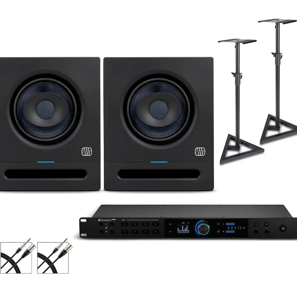 PreSonus Quantum HD8 Audio Interface with Eris Pro 2nd Gen Studio Monitor Pair (Stands & Cables Included) Pro6