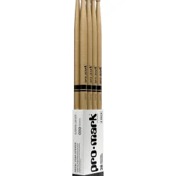 Promark Classic Forward Hickory Oval Wood Tip Drum Sticks 4-Pack 2B Wood