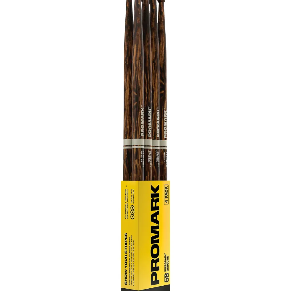 Promark FireGrain Rebound Acorn Tip Drum Sticks 4-Pack 5B Wood