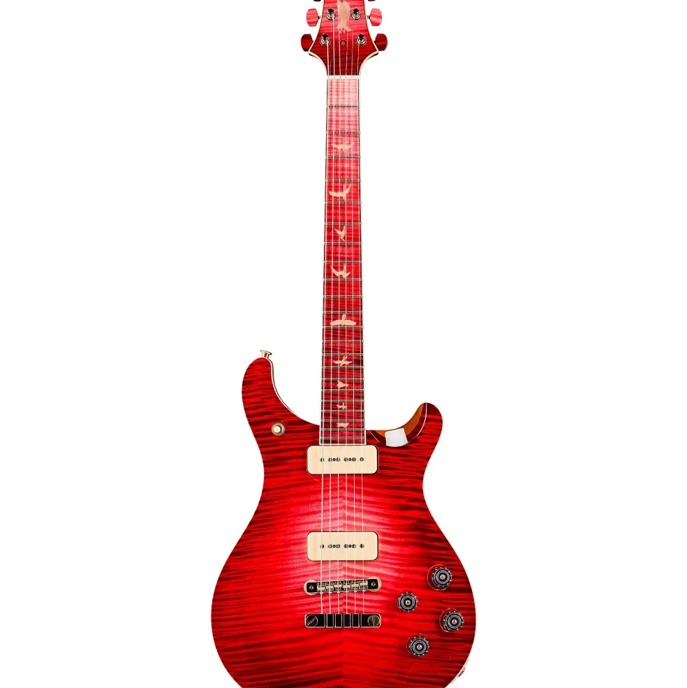 PRS Private Stock McCarty 594 with P90s Curly Maple Top African Ribbon Mahogany Back Stained Curly Maple Fretboard with Pattern Vintage Neck Electric Guitar Blood Red Glow