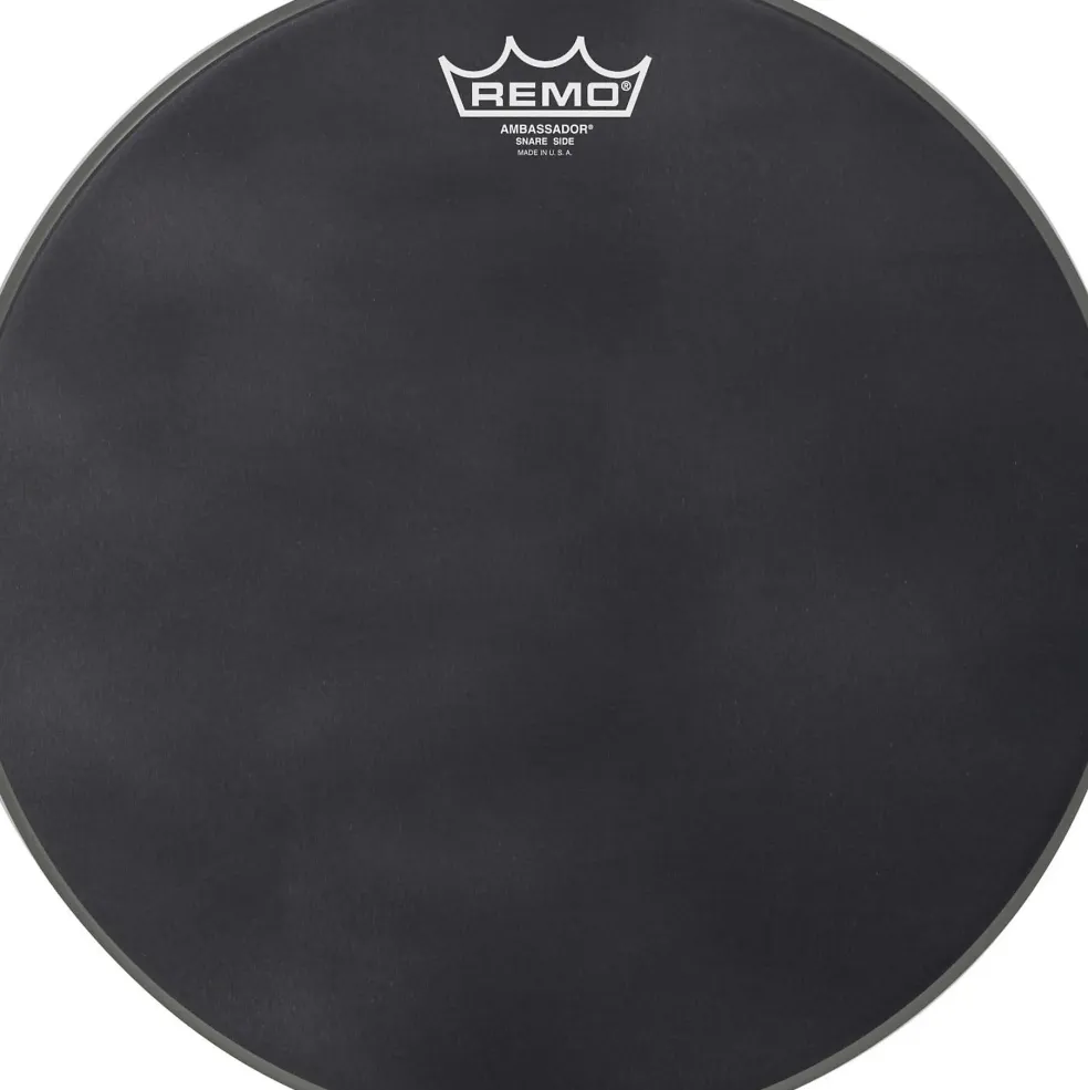 Remo Ambassador Black Suede Snare Side Drum Head Matte Black 14"