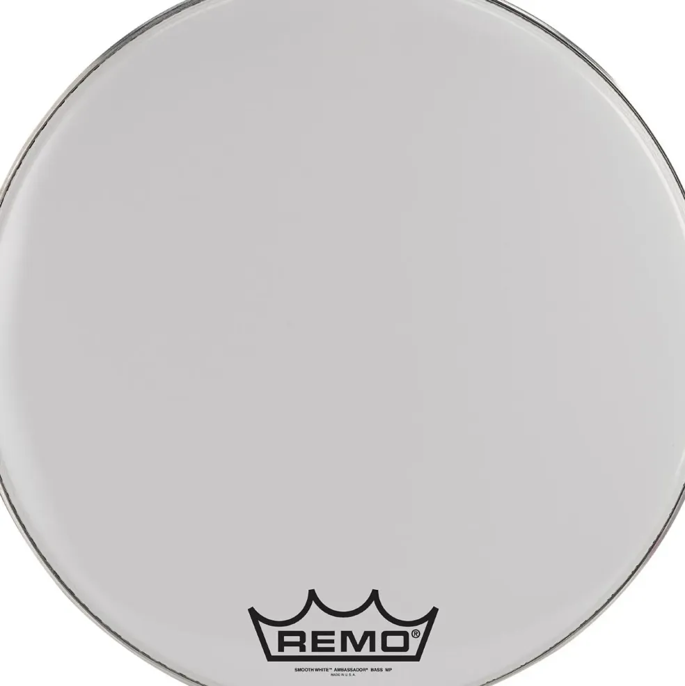 Remo Ambassador Smooth White Bass Head With Crimplock Collar White 16 in.