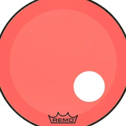 Remo Powerstroke P3 Resonant Colortone Red Bass Drum Head With 5" Offset Hole 22 in.
