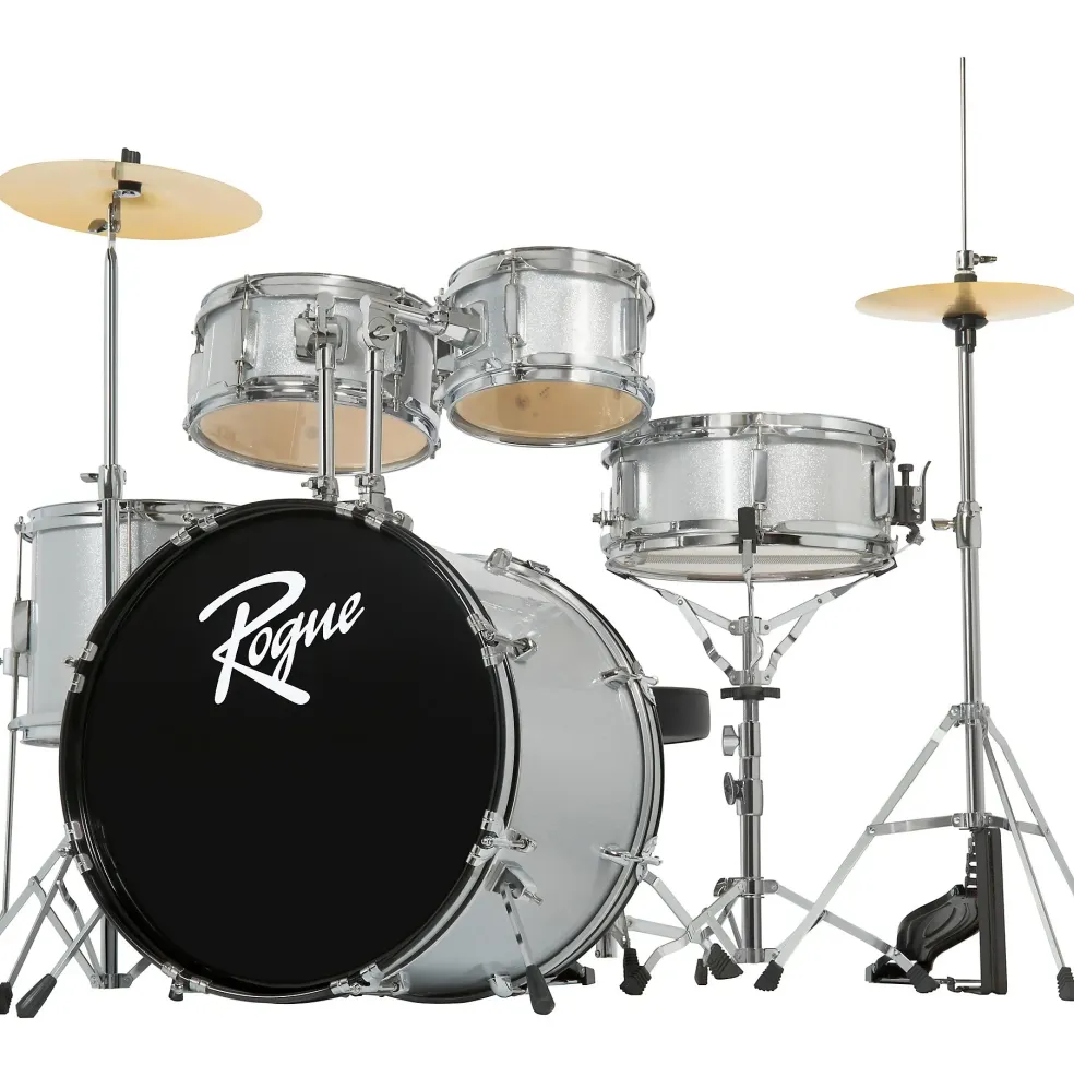 Rogue Junior Kicker 5-Piece Drum Set Metallic Silver