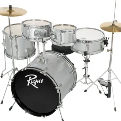 Rogue Junior Kicker 5-Piece Drum Set Metallic Silver