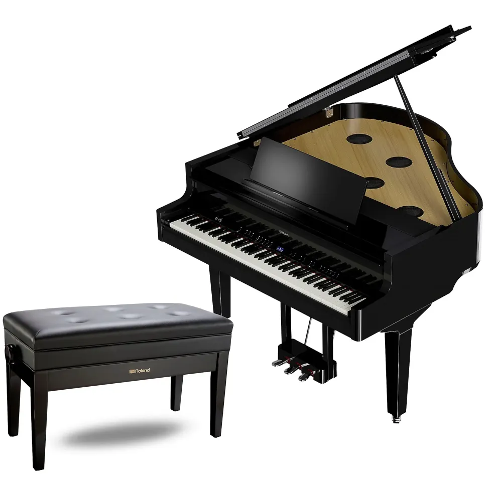Roland GP-9M Digital Grand Piano With Moving Keys and Bench Polished Ebony