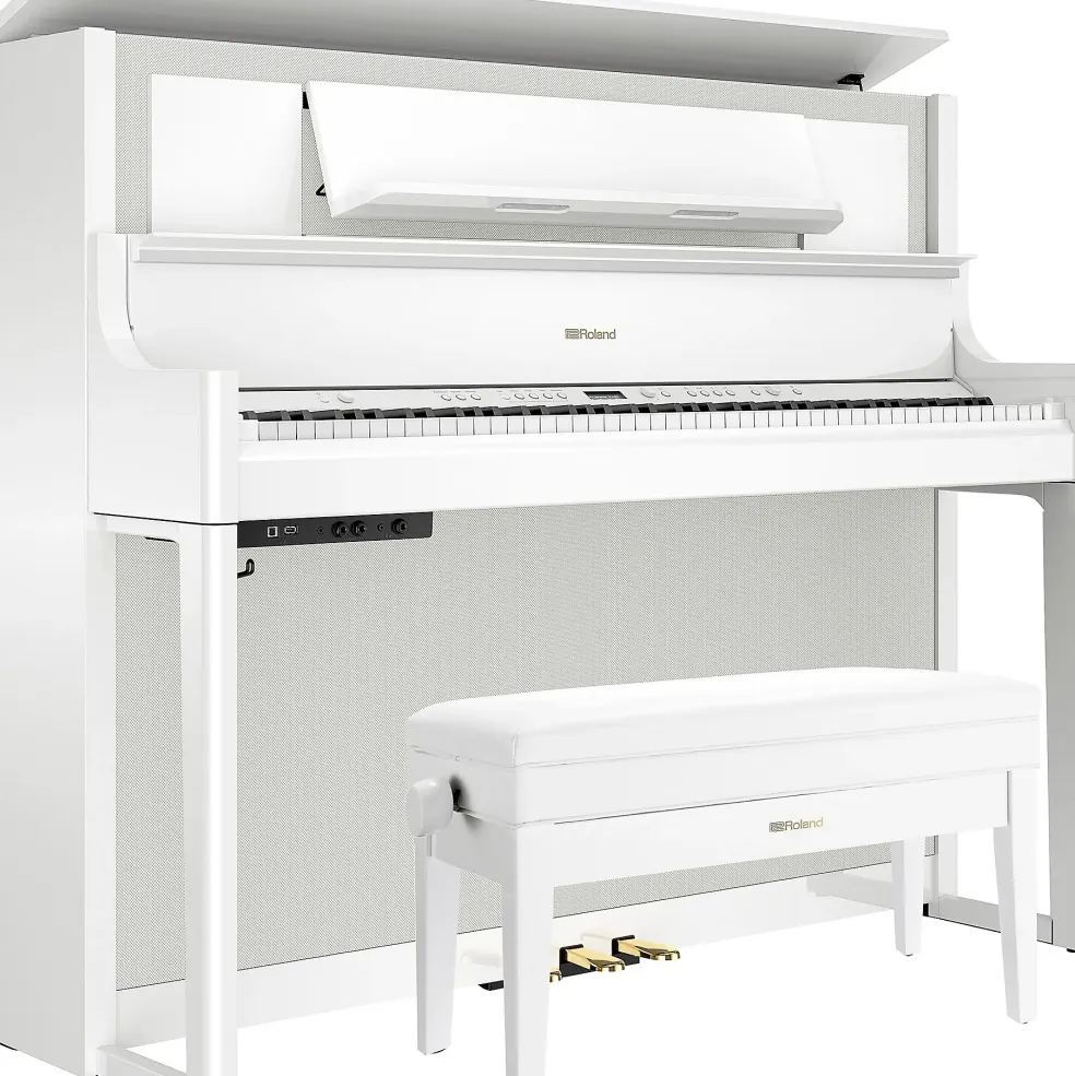 Roland LX708 Premium Digital Upright Piano With Bench Polished White