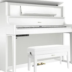 Roland LX708 Premium Digital Upright Piano With Bench Polished White
