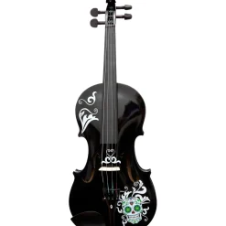 Rozanna's Violins Mariachi Black Sugar Skull Series Violin Outfit 3/4