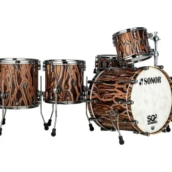 SONOR SQ2 5-Piece Elder Tree Vintage Beech Shell Pack With 22" Bass Drum Natural Black Chrome
