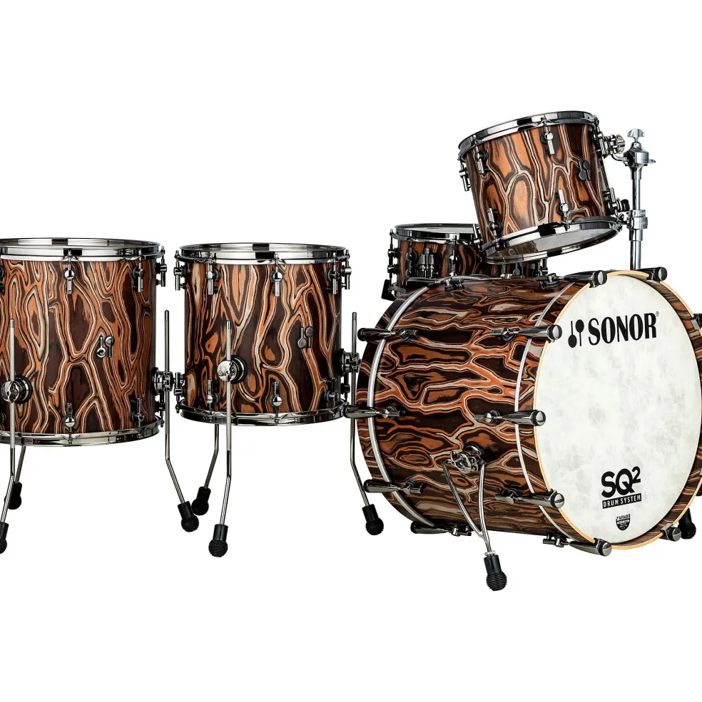 SONOR SQ2 5-Piece Elder Tree Vintage Beech Shell Pack With 22" Bass Drum Natural Black Chrome