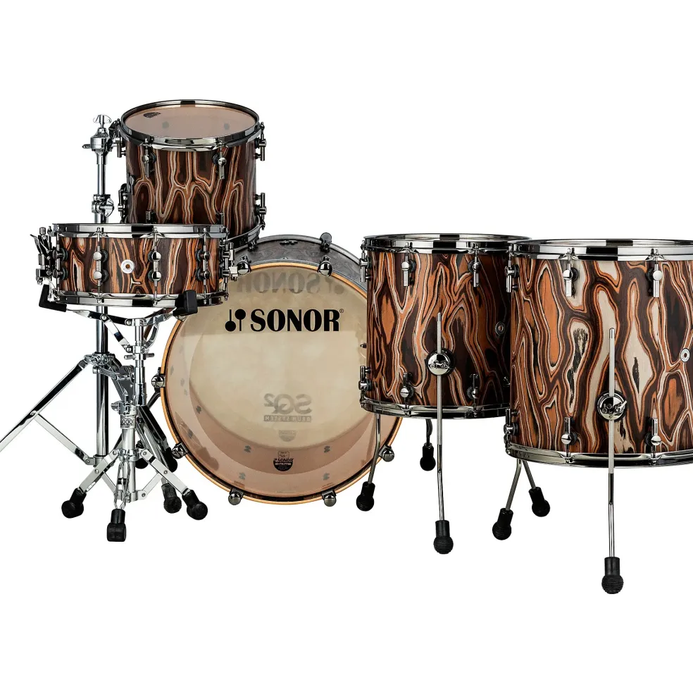 SONOR SQ2 5-Piece Elder Tree Vintage Beech Shell Pack With 22" Bass Drum Natural Black Chrome