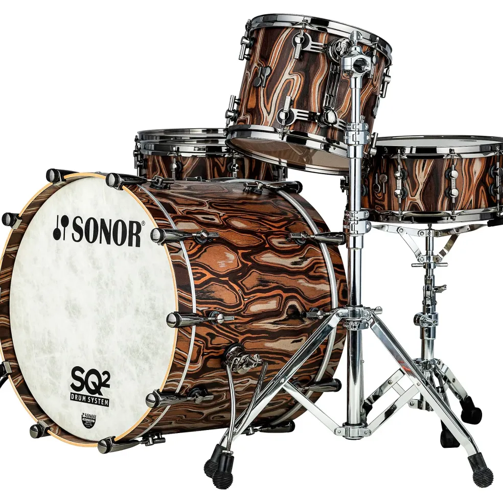 SONOR SQ2 5-Piece Elder Tree Vintage Beech Shell Pack With 22" Bass Drum Natural Black Chrome