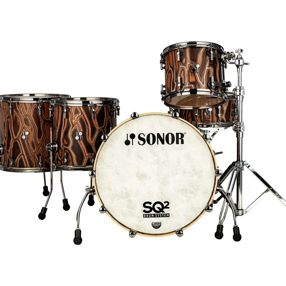 SONOR SQ2 5-Piece Elder Tree Vintage Beech Shell Pack With 22" Bass Drum Natural Black Chrome