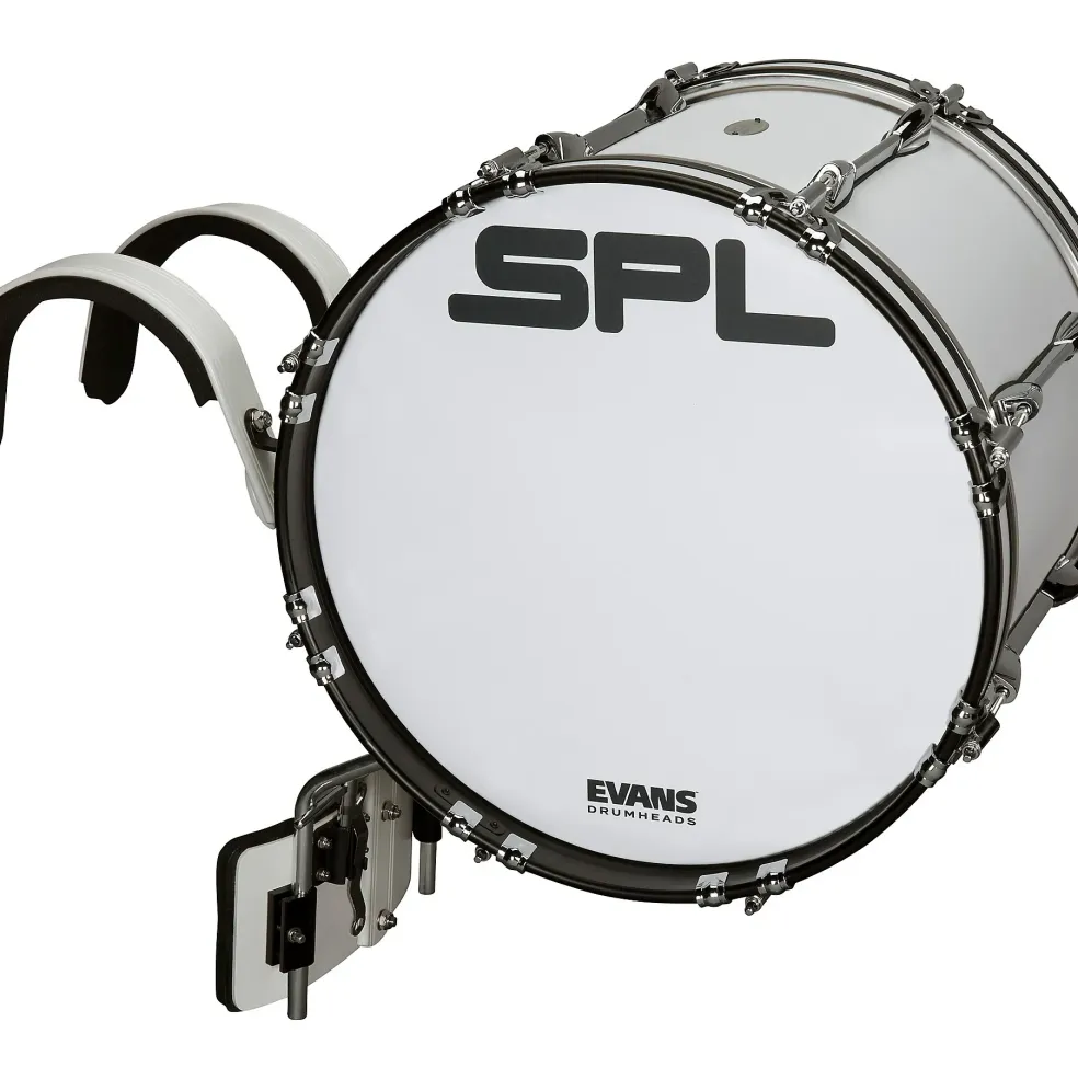 Sound Percussion Labs Birch Marching Bass Drum with Carrier - White 18 x 14 in.