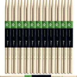 Stagg 12-Pair American Hickory Drum Sticks Wood Tip 2B