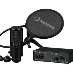 Steinberg IXO12 B Podcast Pack with Mic, Table Top Stand, & Pop Screen