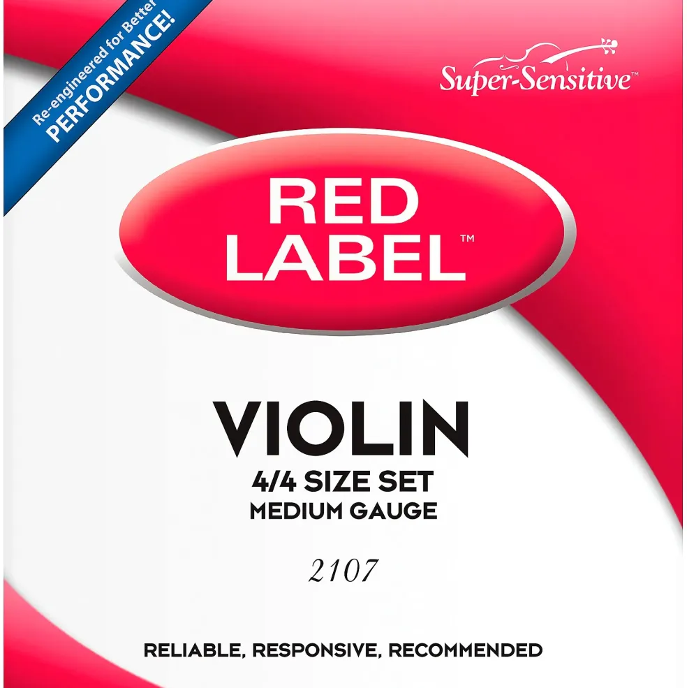 Super Sensitive Red Label Series Violin String Set 4/4 Size, Medium