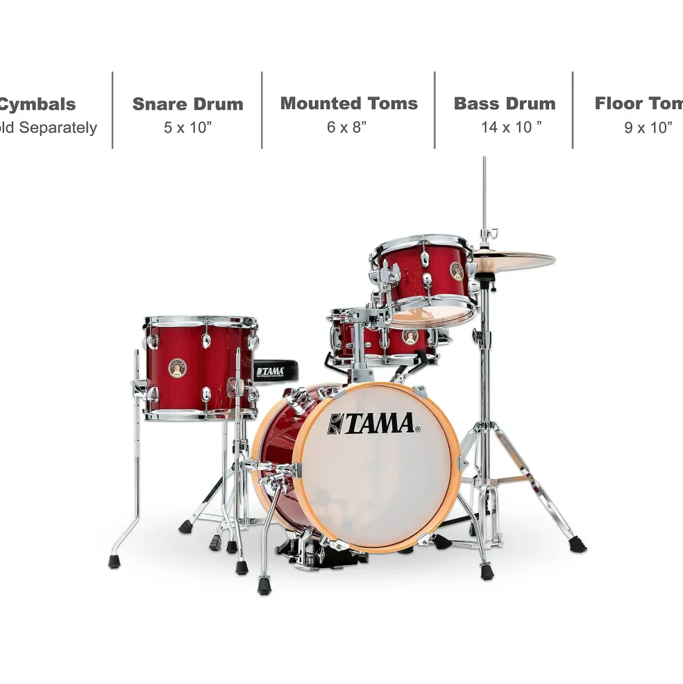 TAMA Club-JAM Flyer 4-Piece Shell Pack With 14" Bass Drum Candy Apple Mist