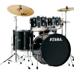 TAMA Imperialstar 5-Piece Complete Drum Set With 22" Bass Drum and MEINL HCS Cymbals Hairline Black