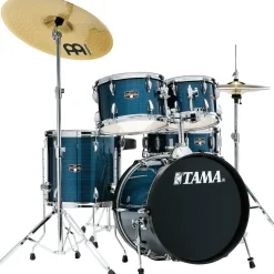 TAMA Imperialstar 5-Piece Complete Drum Set With 18" Bass Drum and MEINL HCS Cymbals Hairline Light Blue