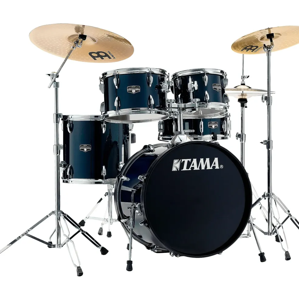 TAMA Imperialstar 5-Piece Complete Drum Set With MEINL HCS cymbals and 20" Bass Drum Dark Blue