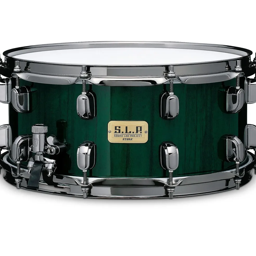 TAMA S.L.P. Bubinga/Maple Snare Drum 14 x 6.5 in. Malachite Green Zebrawood